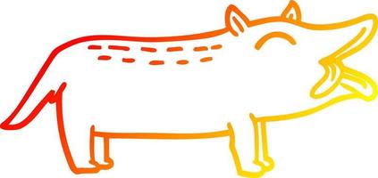 warme gradiënt lijntekening cartoon grappige hond vector
