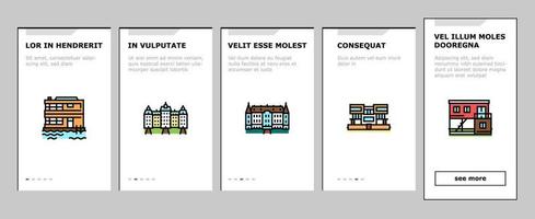 huis constructies onboarding pictogrammen instellen vector