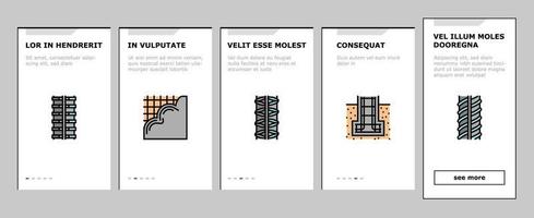 wapening constructie onboarding pictogrammen instellen vector