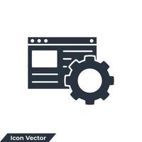 web ontwikkeling pictogram logo vectorillustratie. weboptimalisatie symboolsjabloon voor grafische en webdesigncollectie vector