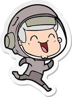 sticker van een happy cartoon-astronaut vector