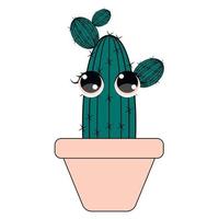 kawaii-cactus. tekenfilmcactus. cartoon sappig met grappig gezicht vector