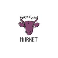 paars koe-logo voor bedrijf, markt, boerderij vector