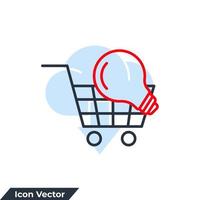 e-commerce oplossing pictogram logo vectorillustratie. winkelwagen en gloeilamp symboolsjabloon voor grafische en webdesign collectie vector