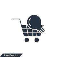 e-commerce oplossing pictogram logo vectorillustratie. winkelwagen en gloeilamp symboolsjabloon voor grafische en webdesign collectie vector