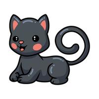 schattige zwarte kleine kat cartoon liggen vector