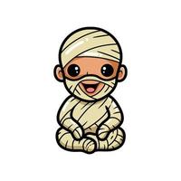 schattige kleine jongen mummie cartoon zitten vector