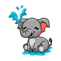 schattige babyolifant cartoon sproeit water vector