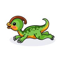 schattige kleine parasaurolophus dinosaurus cartoon vector