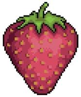 pixel art aardbei fruit item voor spel 8 bit op witte achtergrond vector