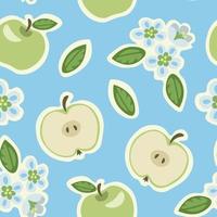 groene appels op blauwe achtergrond vector