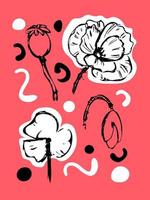 roze bloem hand getekende vectorillustratie in trendy doodle stijl vector