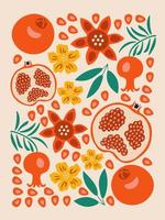 granaatappel zomer schattige kleurrijke illustratie vector