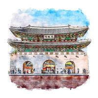 seoel korea aquarel schets hand getekende illustratie vector