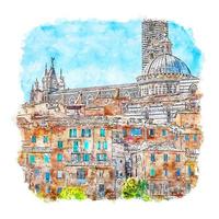 siena italië aquarel schets hand getekende illustratie vector