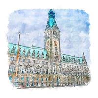 hamburg duitsland aquarel schets hand getekende illustratie vector