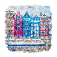 amsterdam nederland aquarel schets hand getekende illustratie vector