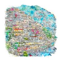 positano italië aquarel schets hand getekende illustratie vector