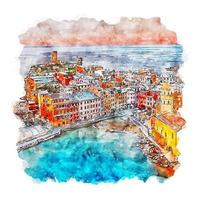 cinque terre italië aquarel schets hand getekende illustratie vector