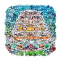 guizhou china aquarel schets hand getekende illustratie vector