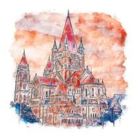 Wenen kasteel oostenrijk aquarel schets hand getekende illustratie vector