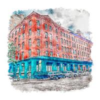 architectuur tribeca new york city aquarel schets hand getekende illustratie vector
