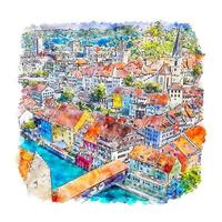 baden dorp zwitserland aquarel schets hand getekende illustratie vector