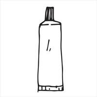 doodle stijl illustratie. tube, container voor crème, reinigingsmiddel, tandpasta, onderwerp van sanitaire voorzieningen, lichaamsverzorging, hygiëne. clipart geïsoleerd op witte achtergrond vector