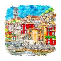 varenna comomeer italië aquarel schets hand getekende illustratie vector