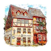 quedlinburg duitsland aquarel schets hand getekende illustratie