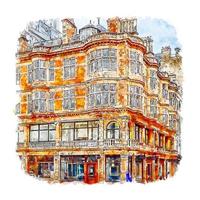 architectuur londen verenigd koninkrijk aquarel schets hand getekende illustratie vector