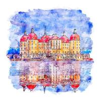 schloss moritzburg duitsland aquarel schets hand getekende illustratie vector