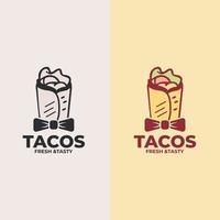 taco's logo ontwerp vectorillustratie. goed voor restaurantmenu en café-badge. fastfood logo-ontwerp, retro cartoon-stijl. taco moderne pictogrammen illustratie. vector