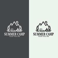 retro-logo voor kamperen en buitenavontuur. geschikt voor bedrijfslogo, print, digitaal, pictogram, apps en ander marketingmateriaal. camping logo set vector