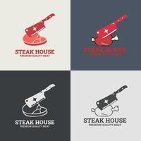 rundvlees, vlees en steak logo. steakhouse of vleeswinkel vintage typografie. vector