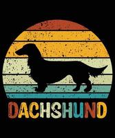 grappige teckel vintage retro zonsondergang silhouet geschenken hondenliefhebber hondenbezitter essentieel t-shirt vector