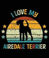 grappige airedale terriër vintage retro zonsondergang silhouet geschenken hondenliefhebber hondenbezitter essentieel t-shirt vector