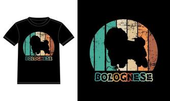 grappige bolognese vintage retro zonsondergang silhouet geschenken hondenliefhebber hondenbezitter essentieel t-shirt vector