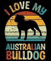 grappige Australische bulldog vintage retro zonsondergang silhouet geschenken hondenliefhebber hondenbezitter essentieel t-shirt vector