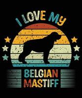 grappige Belgische Mechelaar vintage retro zonsondergang silhouet geschenken hondenliefhebber hondenbezitter essentieel t-shirt vector