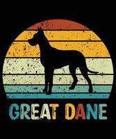 grappig great dane vintage retro zonsondergang silhouet geschenken hondenliefhebber hondenbezitter essentieel t-shirt vector