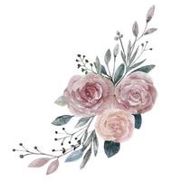 Aquarel roze, oranje rozen boeket met bladeren op witte achtergrond mooie elementen voor bruiloft uitnodiging, vector illustratie digitale hand verf aquarel zoete bloemen goed voor decoratie