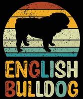 grappige engelse bulldog vintage retro zonsondergang silhouet geschenken hondenliefhebber hondenbezitter essentieel t-shirt vector