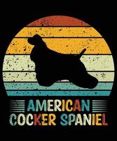 grappige Amerikaanse cocker-spaniël vintage retro zonsondergang silhouet geschenken hondenliefhebber hondenbezitter essentieel t-shirt vector