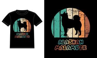 grappige malamute vintage retro zonsondergang silhouet geschenken hondenliefhebber hondenbezitter essentieel t-shirt vector