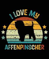 grappige affenpinscher vintage retro zonsondergang silhouet geschenken hondenliefhebber hondenbezitter essentieel t-shirt vector