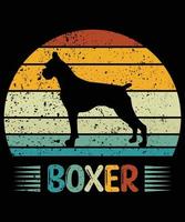 grappige boxer vintage retro zonsondergang silhouet geschenken hondenliefhebber hondenbezitter essentieel t-shirt vector