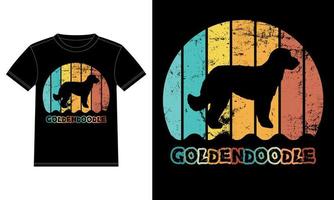 grappige goldendoodle vintage retro zonsondergang silhouet geschenken hondenliefhebber hondenbezitter essentieel t-shirt vector