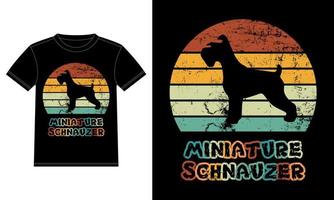 grappige miniatuur schnauzer vintage retro zonsondergang silhouet geschenken hondenliefhebber hondenbezitter essentieel t-shirt vector