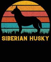 grappige Siberische husky vintage retro zonsondergang silhouet geschenken hondenliefhebber hondenbezitter essentieel t-shirt vector